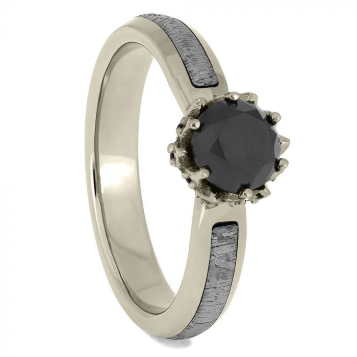Black Diamond Sapphire Setting Meteorite Ring