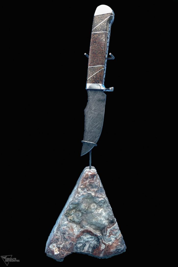 meteorite and dinosaur bone knife 393