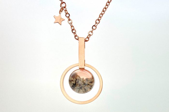 rose gold mars rock necklace