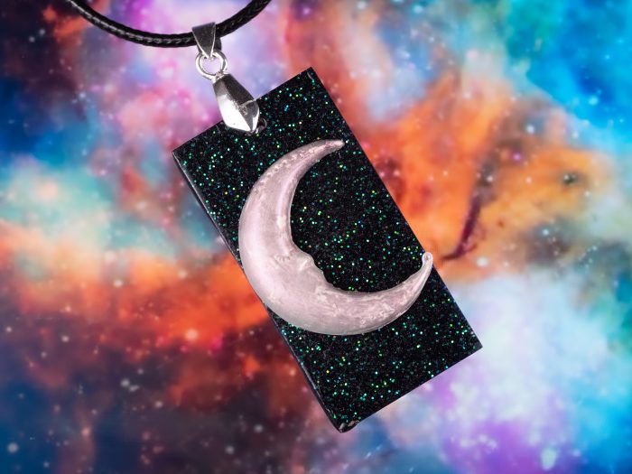 rectangle moon and stone necklace