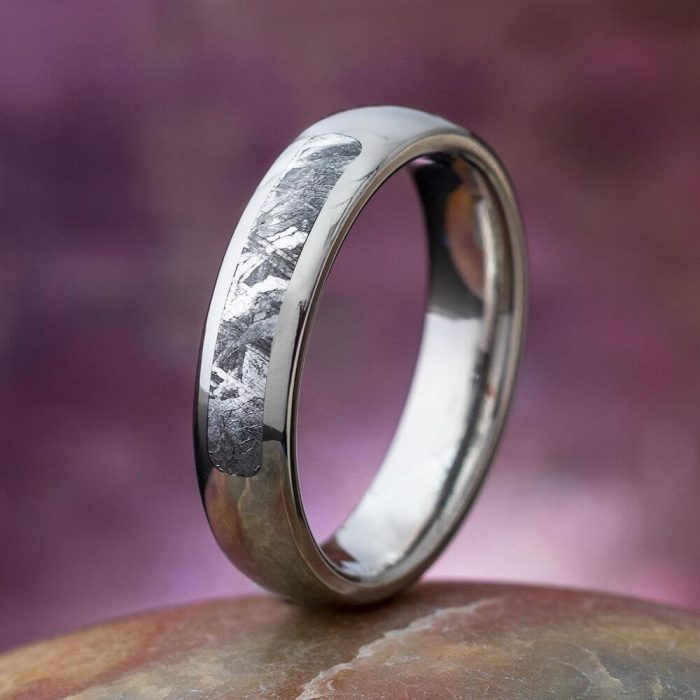 titanium and meteorite ring