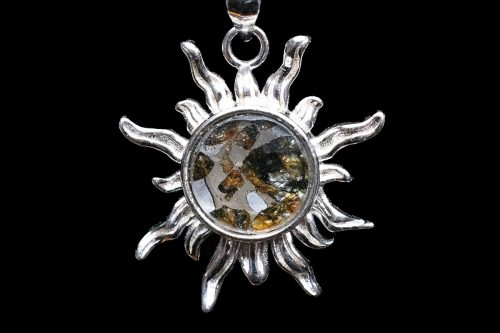 sun pallasite meteorite necklace