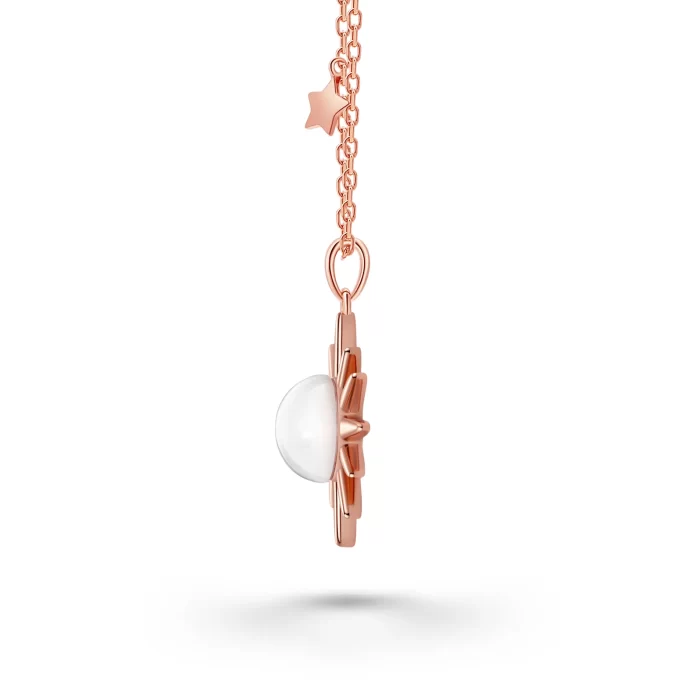 18k rose gold sun-shaped necklace with genuine lunar meteorite dust and fragments